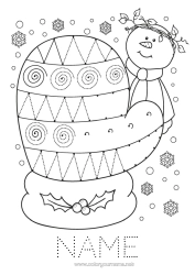 Colouring to customise Snow Winter Snowman Children's Activities Snowflakes Mitten Easy Colouring Pages Trace And Colour.