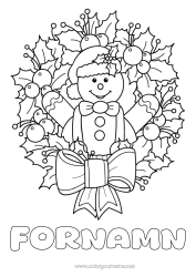 Färgläggningssida att anpassa Pepparkaka Julkrans Mistel