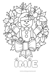 Kolorowanka do personalizacji Piernik Wieniec Bożonarodzeniowy Holly