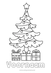 Gratis kleurplaat Cadeaus Kerstboom Eenvoudige kleurplaten