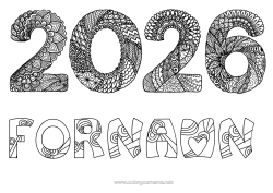 Gratis teckning Gott nytt år Zentangle 2026