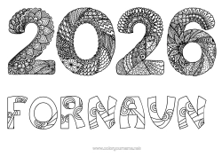 Farvelægningssiden tilpasning Godt Nytår Zentangle 2026
