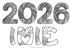 Kolorowanka do personalizacji Szczęśliwego Nowego Roku! Zentangle 2026