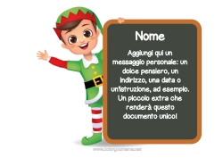 Disegno gratuito Elfo di Natale Ragazzo Cartello Scherzi e Idee per Elfi di Natale Un solo folletto burlone