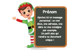 Dessin gratuit Lutins de Noël Garçon Pancarte Bêtises du Lutin Farceur Un seul lutin farceur