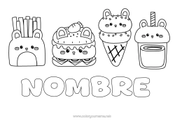 Dibujo libre Kawaii Bebidas Golosinas Helado Hamburguesa Patatas fritas