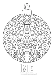 Kolorowanka do personalizacji Mandala Bombka Choinkowa Zentangle