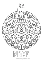 Colouring to customise Mandala Christmas Bauble Zentangle