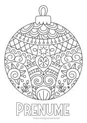 Pagină de colorat personalizată Mandala Bola De Crăciun Zentangle