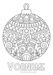 Malvorlage anpassen Mandala Weihnachtskugel Zentangle
