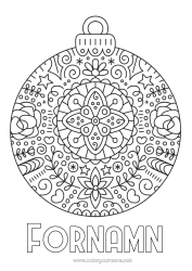 Färgläggningssida att anpassa Mandala Julgranskula Zentangle