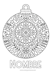 Colorear para personalizar Mandala Bolas de Navidad Zentangle