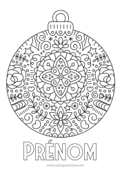 Coloriage à personnaliser Mandala Boule de Noël Zentangle