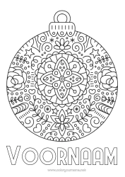 Kleurplaat aanpassen Mandala Kerstbal Zentangle