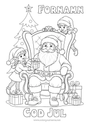 Gratis teckning Gåvor Julgran Jultomten Julnissar Jul Tomtefärgläggningar