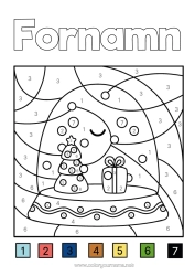 Gratis färgläggning Snö Vinter Gåvor Magiska målarbilder Barnaktiviteter Lätta målarbilder Gran Snöglob