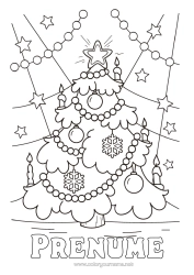 Pagină de colorat personalizată Brad De Crăciun Decorațiuni De Crăciun Coroană De Crăciun