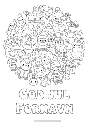 Gratis fargelegging Juletre Julenissen Snømann Julealver Mandala Jul Søt Pingvin, Keiserpingvin Sukkertøy Symboler Fugler og flygende pattedyr Skogsdyr Hjort Julesokk