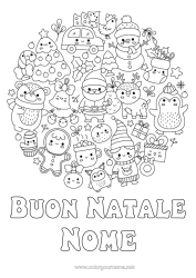 Colorazione gratuita Albero di Natale Babbo Natale Pupazzo di neve Elfo di Natale Mandala Natale Kawaii Pinguino, Pinguino Bastone di zucchero Simboli Uccelli e mammiferi volanti Animali della foresta Cervo Calza di Natale