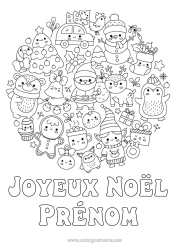 Dessin gratuit Sapin de Noël Père Noël Bonhomme de neige Lutins de Noël Mandala Noël Kawaii Pingouin, Manchot Sucre d'orge Symboles Oiseaux et mammifères volants Animaux de la forêt Cerf Chaussette de Noël