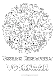 Gratis tekening Kerstboom Kerstman Sneeuwpop Kerstelf Mandala Kerstmis Kawaii Pinguïn, Pinguïn Gerstesuiker Symbolen Vogels en vliegende zoogdieren Bosdieren Hert Kerstsok