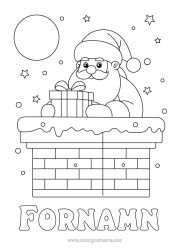 Färgläggningssida att anpassa Gåvor Jultomten Jul Eldstad Lätta Målarbilder