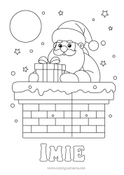 Kolorowanka do personalizacji Prezenty Święty Mikołaj Boże Narodzenie Kominek Łatwe Kolorowanki
