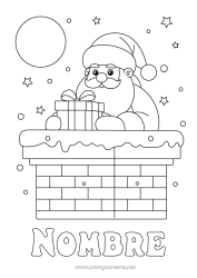 Colorear para personalizar Regalos Papá Noel Navidad Chimenea Dibujos fáciles para colorear