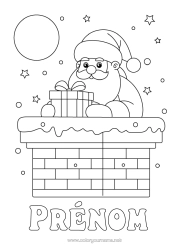 Dessin gratuit Cadeaux Père Noël Noël Cheminée Coloriages faciles