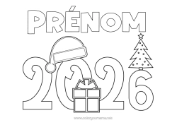Coloriage gratuit Sapin de Noël Bonne année Bonnet de Noël 2026