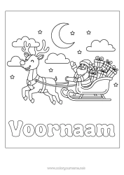 Kleurplaat aanpassen Cadeaus Kerstman Rendier Slee Bosdieren