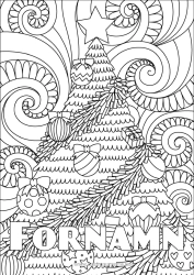 Färgläggningssida att anpassa Julgran Juldekorationer Komplexa Målarbilder Zentangle Gran