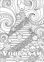 Gratis tekening Kerstboom Kerstversiering Complex Kleurplaten Zentangle Kerstboom