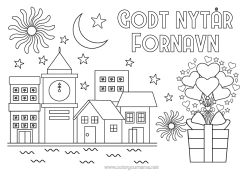 Gratis farvelægning Hjerte Gaver Godt nytår Fyrværkeri Bylandskab Besked 