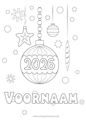 Gratis tekening Kerstbal Kerstversiering Schelpen Zeedieren Aanpasbaar jaar 2026 2027 2028 2029