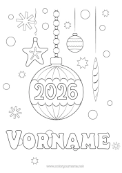 Kostenlose Zeichnung Weihnachtskugel Weihnachtsdekoration Muscheln Meeres- oder Wasserlebewesen Anpassbares Jahr 2026 2027 2028 2029