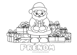 Dessin gratuit Cadeaux Père Noël Noël Kawaii