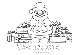 Malvorlage anpassen Geschenke Weihnachtsmann Weihnachten Kawaii