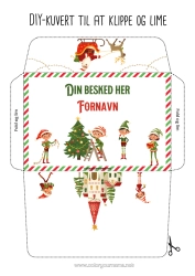 Farvelægningssiden tilpasning Jule-Nisser Kuvert Trykt Kuvert Julefejls Rejse Julekuvert Julemandens Nissepostkuvert