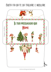 Colorare per personalizzare Elfo di Natale Busta Busta da stampare Viaggio dell'elfo di Natale Busta di Natale Busta per la corrispondenza dell'elfo di Natale