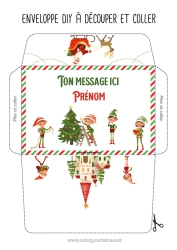 Coloriage à personnaliser Lutins de Noël Enveloppe Enveloppe à imprimer Voyage de lutin farceur Enveloppe de Noël Enveloppe pour courrier du lutin farceur de Noël
