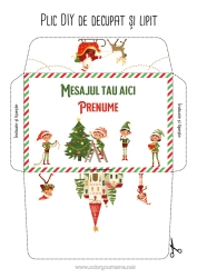 Pagină de colorat personalizată Moșneguții De Crăciun Plic Plic De Imprimat Călătoria Elfului De Crăciun Plic De Crăciun Plic Pentru Scrisoarea Lui Moș Crăciun