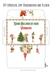 Kostenlose Zeichnung Weihnachtself Umschlag Bedruckbare Umschläge Reise des Weihnachtselfen Weihnachtsumschlag Umschlag für den Weihnachtswichtelbrief