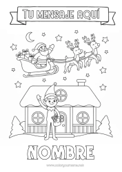 Colorear para personalizar Papá Noel Trineo Elfos de navidad Cartas de elfos bromistas Dibujos de Elfos para colorear Casa Carta de Despedida del Elfo