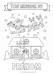 Coloriage à personnaliser Père Noël Traîneau Lutins de Noël Lettres de lutins farceurs Coloriages lutins Maison Lettre de départ, aurevoir lutin