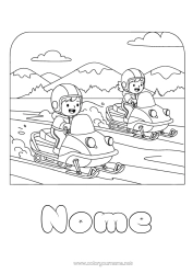 Colorazione gratuita Neve Bambino Altri veicoli Motoslitta
