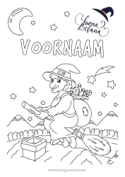 Gratis kleurplaat Bezem Heks Driekoningen Maan Befana