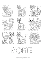 Desenho para personalizar Gato Animal Cães E Gatos Formas Geométricas