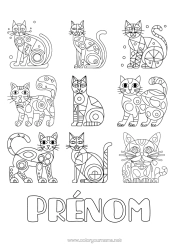 Coloriage gratuit Chat Animal Chiens et chats Formes géométriques