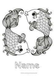 Colouring to customise Animal Fish Zodiac Sign Marine Or Aquatic Animals Zodiac Signs